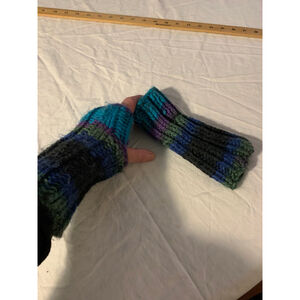 Women's Unbranded Knit Fingerless Gloves One Size Blue Green